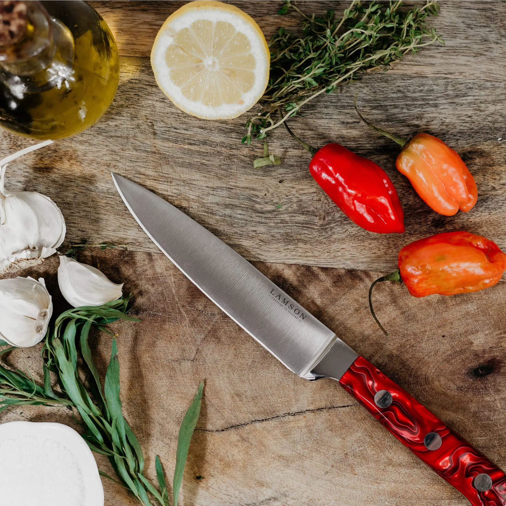 Forged Fine-Edge Steak Knife with Fire Series Handles