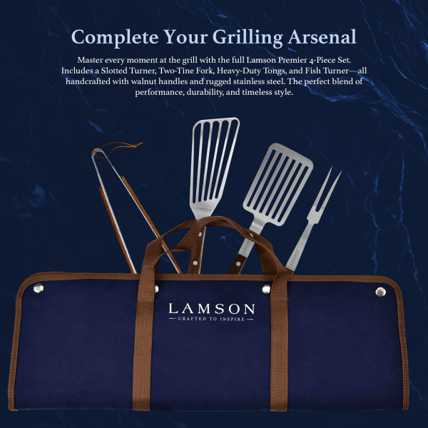 Premier 20" Walnut Heavy-Duty 4-Piece Deluxe BBQ Set - Image 3