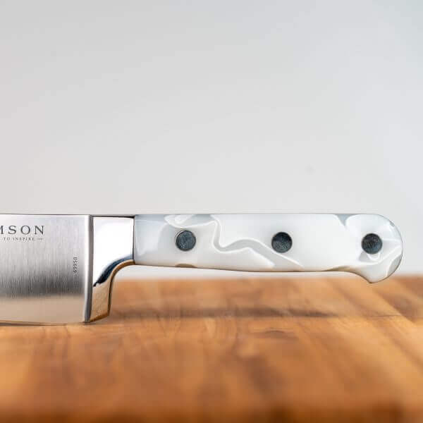 Forged 8" Chef's Knife with Ice Series Handle, closeup of handle material