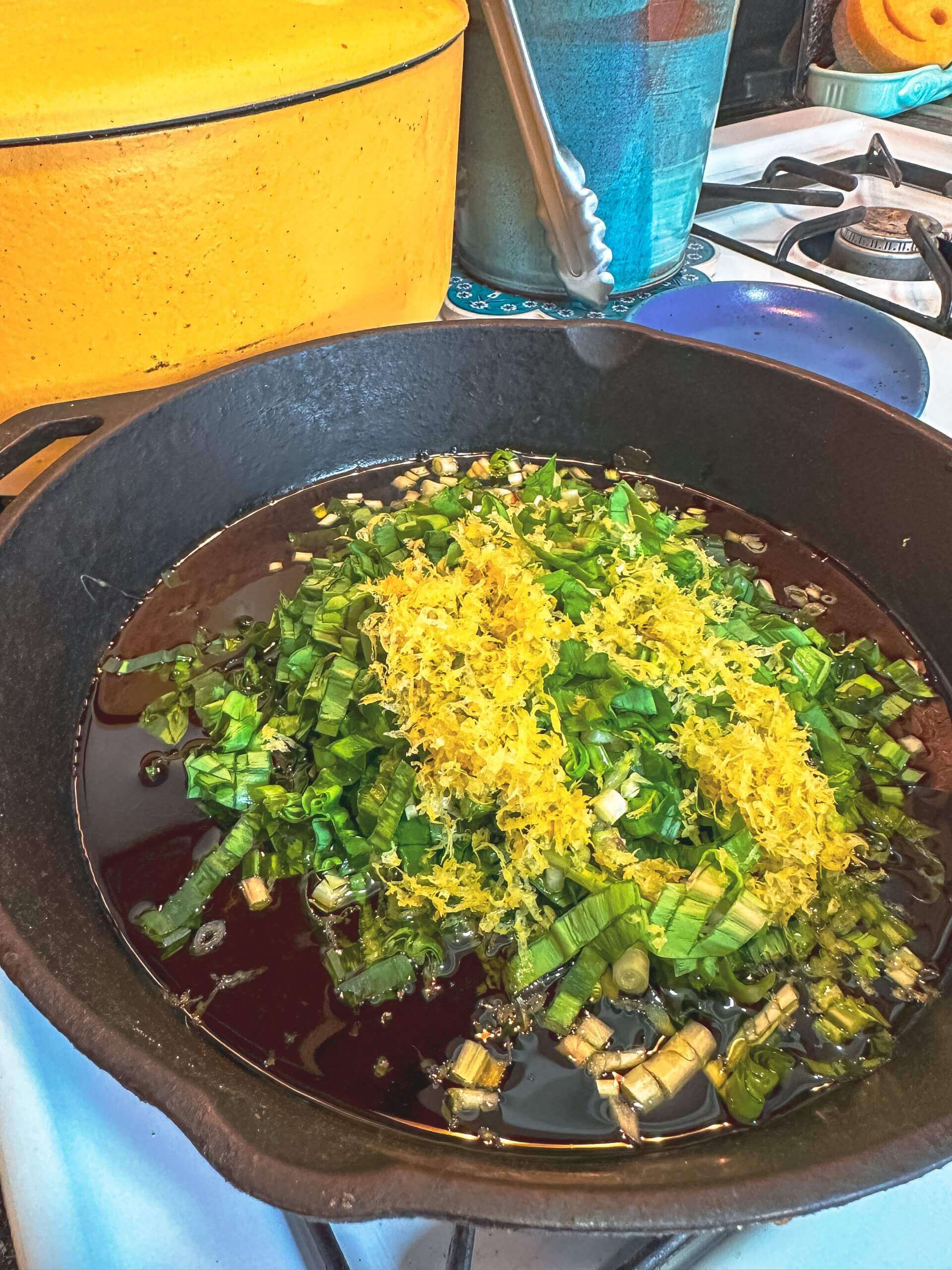 Dip in cast iron pan