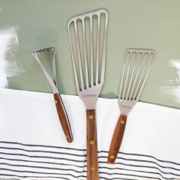 Premier BBQ Fish and Vegetable Turner shown with Slotted Turner and a Mini Masher