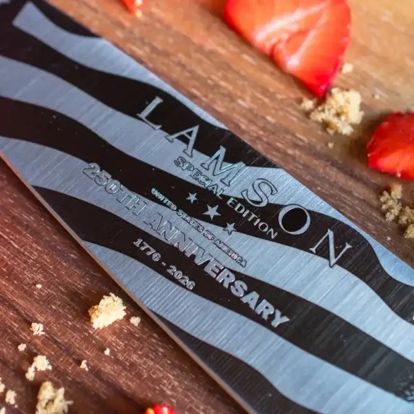 8" Premier Forged Chef's Knife, Red With Special Edition America's 250th detailed laser.