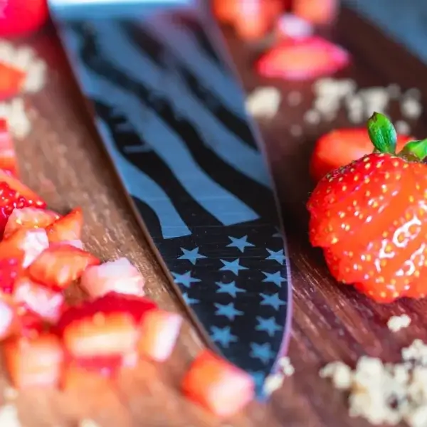 8" Premier Forged Chef's Knife, Red With Special Edition America's 250th detailed laser.